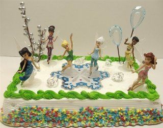 Disney Tinker Bell and Periwinkle The Secret of the Wings Birthday Cake Topper Set Featuring Tinker Bell, Periwinkle, Iridessa, Rosetta, Silvermist, Vidia and Secret of the Wings Themed Decorative Pieces Toys & Games