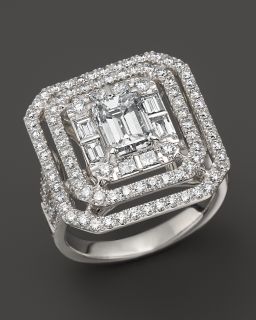 Art Deco Emerald Cut Diamond Ring in 18K White Gold, 3.05 ct. t.w.'s