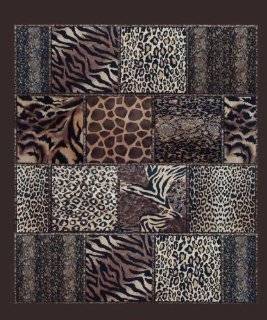 Animal Skin Print Squares 268 Cheetah Leopard Giraffe Tiger Snake Mink Style Queen Blanket Green   Bed Blankets