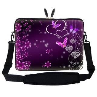 Meffort Inc 17 17.3 inch Laptop Sleeve Bag Carrying Case with Hidden Handle and Adjustable Shoulder Strap   Purple Butterfly Heart Design Computers & Accessories