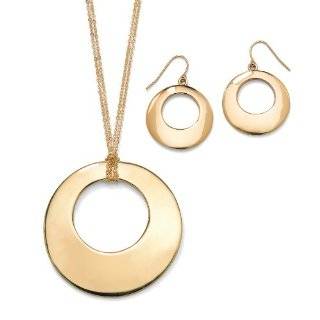 Elegant Design Goldtone Open Circle Necklace and Earring Set Jewelry