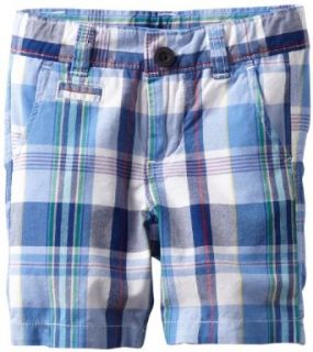 Nautica Sportswear Kids Boys 2 7 Plaid Flat Front Short, Summer Blue, 4T Clothing