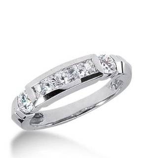 950 Platinum Diamond Anniversary Wedding Ring 4 Princess Cut, 2 Round Brilliant Diamonds 1.18 ctw. 287WR1332PLT Wedding Bands Wholesale Jewelry