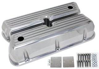1962 85 Ford Small Block 289 302 351W 5.0L Tall Polished Aluminum Valve Covers   Full Finned Automotive