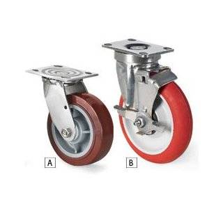 Stainless Steel Casters   Swivel   5"Dia.x2"W Polyolefin Wheel   4x4 1/2" Top Plate with Slanted Bolt Hole Spacing of 2 5/8 x3 5/8 to 3x3" Service Carts