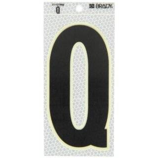 Brady 3020 Q 6" Height, 3" Width, B 309 High Intensity Prismatic Reflective Sheeting, Black, Glow In The Dark Border/Silver Color Glow In The Dark Or Ultra Reflective Letter, Legend "Q" (Pack Of 10)