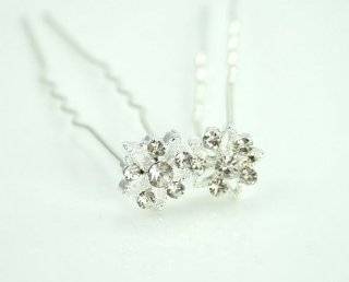 LJ Designs Beautiful Silver Star & Crystal Hair Pins (T59) Jewelry
