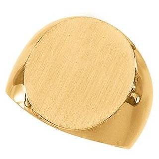 14K Yellow Gold Men's Signet Ring With Brush Finished Top DivaDiamonds Jewelry