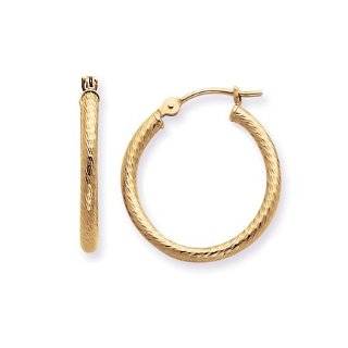 14k Yellow Gold Twisted Diamond Cut Design Hoop Earrings  Children/Adult Perfect Fit  Medium (M) Size 2x25mm, HypoAllergenic  $79.99 SPRING GOLD CLEARANCE SALE +  + FREE Presentation GIFT WRAP  NO Sales Tax exc. MA (discount taken at check