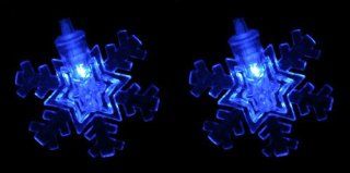 Solar Blue Snow Flake Lights   20 Large 2 Inch Very Bright Blue LED Stringed 12 Foot Long  