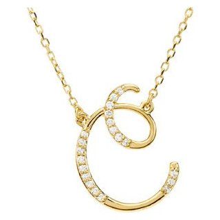 14k Yellow Gold Alphabet Initial Letter C Diamond Pendant Necklace, 17" (GH Color, I1 Clarity, 1/10 Cttw) Stuller � Jewelry