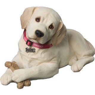 Sandicast Life Size Yellow Labrador Retriever Puppy Sculpture, Lying   Christmas Ornaments