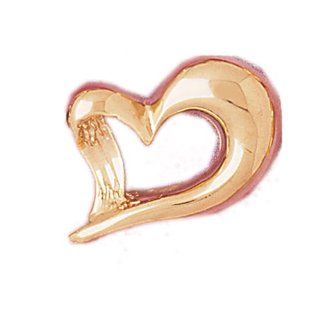 14K Yellow Gold Floating Heart Pendant Jewelry