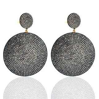 13.20ct Diamond Pave Dangle Earrings 14kt Gold & Silver Designer Jewelry Jewelry