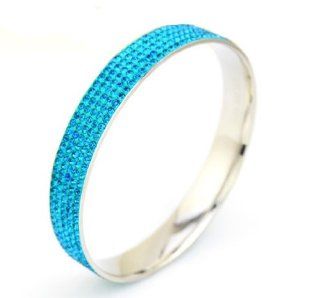 Charm Jewelry Swarovski Crystal Element 18k White Gold Plate Aquamarine Blue Circle Sparkly Elegant Fashion Bangle Bracelet Z#369 Zg4fc06f Jewelry