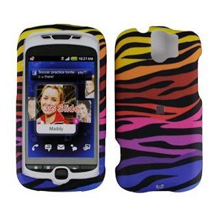 Purple Yellow Pink Multi Color Zebra Rubberized Snap on Hard Skin Shell Protector Cover Case for Htc Mytouch 3g Slide + Belt Clip + in Blister Retail Package Cell Phones & Accessories