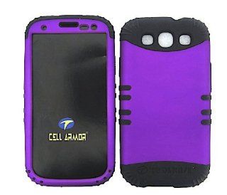 3 IN 1 HYBRID SILICONE COVER FOR SAMSUNG GALAXY S III S3 AT&T, SPRINT, T MOBILE, VERIZON, METRO PCS, BOOST, CRICKET, US CELLULAR, VIRGIN MOBILE HARD CASE SOFT BLACK RUBBER SKIN PURPLE BK A008 DP I747 KOOL KASE ROCKER CELL PHONE ACCESSORY EXCLUSIVE BY M