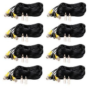 VideoSecu 8 Pack 100ft Feet CCTV DVR BNC RCA Cables Security Camera Video Power Wires Cords for Home Surveillance System with bonus BNC RCA Connectors 1JF Camera & Photo