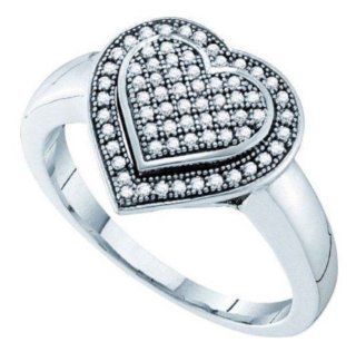 0.25 cttw 10k White Gold Diamond Pave Heart Promise Ring (Real Diamonds 1/4 cttw, Ring Sizes 4 10) Jewelry