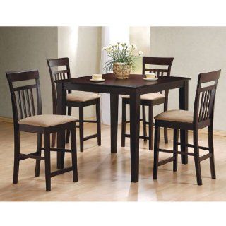 item 5 pc espresso finish wood counter height dining table set Home & Kitchen