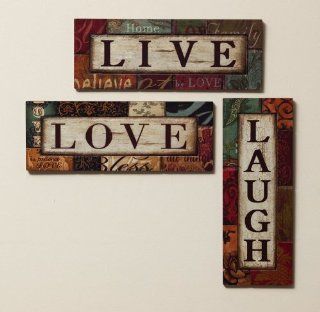 3 Assorted Live, Love And Laugh Wood Wall Decor Health & Personal Care