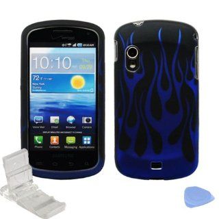 Handheldfashion Black Blue Flame Hot Rod Design Rubberized Snap on Hard Shell Cover Protector Faceplate Skin Case for Verizon Samsung Stratosphere i405, LCD Screen Guard Film, Mini Phone Stand and Case Opener Cell Phones & Accessories