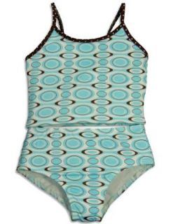 405 South by Anita G   Girls Two Piece Retro Dot Tankini Swimsuit, Blue, Brown 24767 4 Clothing