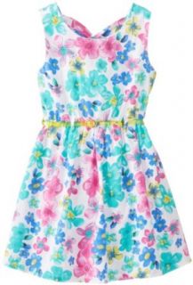 Little Lass Girls 2 6X Floral Print Poplin Dress Clothing