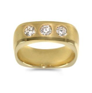 Men's Diamond Ring   Men's Three Stone Diamond Ring in 18k Yellow Gold (0.8 ct. tw. / G Color / VS1 VS2 Clarity) CleverEve Jewelry