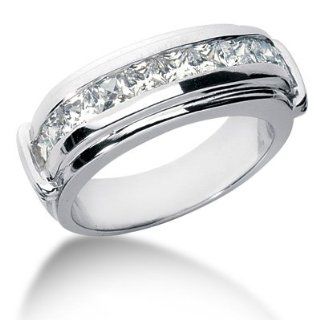2.50 Ct Men Diamond Ring Wedding Band Princess Cut Channel 14k White Gold DALES Jewelry