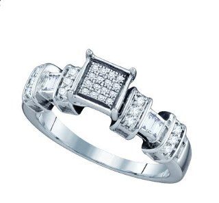 Engagement Ring Real 0.29ctw diamond micro pave ring Promise new 10K White gold Jewelry
