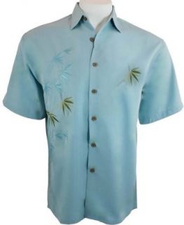 Bamboo Cay Men's Tropical Style, Button Front Shirt, Colored in Sky Blue   Flying Fauna (Small) Clothing