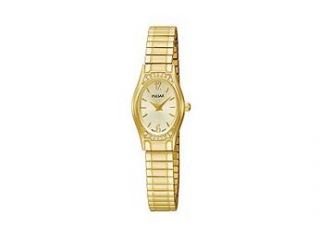 Pulsar Crystal Expansion Band Small Gold Dial Women's Watch #PEGE42