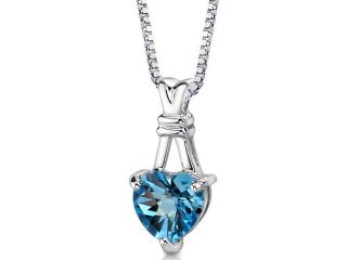 Oravo "Passionate Pledge" 3.00 cttw Heart Shape Swiss Blue Topaz Sterling Silver Pendant with 18" Necklace