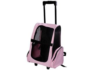 Pawhut Deluxe Pet / Dog Travel Carrier Backpack w/ Wheels   Pink