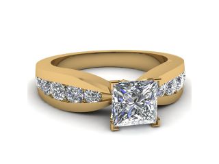 Modern Channel Set 1.45 Ct Princess Cut Diamond Vibrant Engagement Ring SI1 GIA 14K Rose Gold Ring Size 5