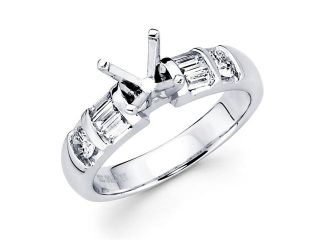 Semi Mount Diamond Engagement Ring 18k White Gold Bezel Setting 1/2 CT