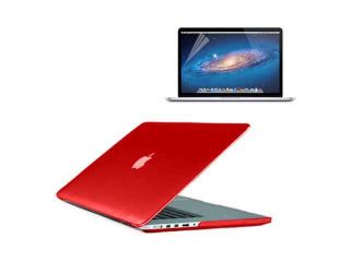 Premium See Thru PC Crystal Hard Shell Case Cover + Screen Protector for Macbook Pro 13" 13.3"Retina   RED