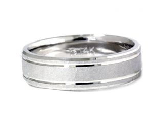 AWARDED DESIGN Hammered 14K White Gold Mens Double Inlay Wedding Band Ring 6MM