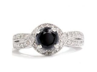 1.35CT AAA Black Diamond Engagement Vintage Antique 14K White Gold Ring Hal 4 9