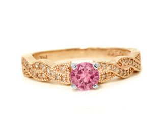 .80CT Pink Sapphire & Diamond Pave Vintage Ring 14K Rose Gold Engagement Antique
