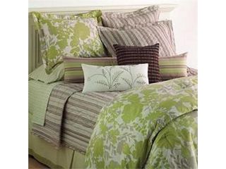 Sonoma Pacifica Leafy Green & Beige Twin 3 Piece Comforter Set w Sham & Bedskirt