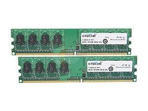 Crucial 2GB (2 x 1GB) 240 Pin DDR2 SDRAM DDR2 1066 (PC2 8500) Dual Channel Kit Desktop Memory Model CT2KIT12864AA1067