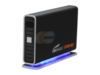 Eagle Tech 2TB USB 2.0 3.5" External Hard Drive with Blue LED base ET CS2000TSIU2 BK Black
