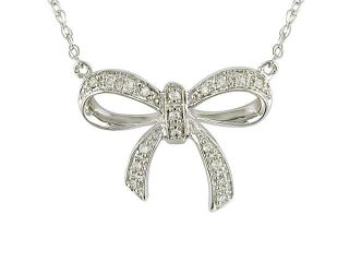 10k White Gold Diamond Bow Necklace