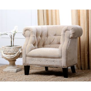 Abbyson Living Cabo Fabric Nailhead Trim Armchair (CreamFinish EspressoClassy Nailhead trimDimensions 36 inches wide x 31 inches deep x 30 inches highAssembly Required Wood, fabricUpholstery Linen fabricUpholstery Color CreamFinish EspressoClassy Nai