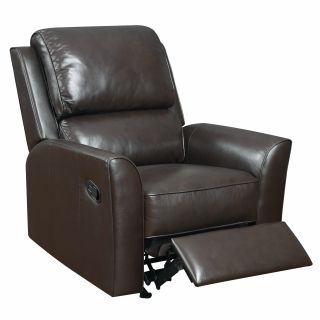 Piper Brown Italian Leather Rocker Recliner Chair