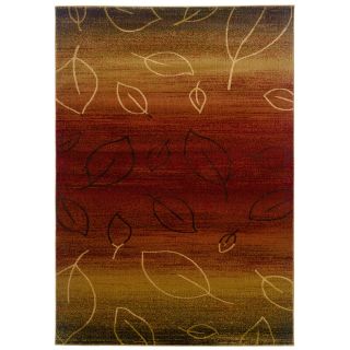 Cherry And Light Brown Abstract Leaf Print Rug (53 X 75)