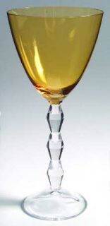 Lenox Carat Amber Water Goblet   Amber Bowl,Clear Diamond Shapes Stem