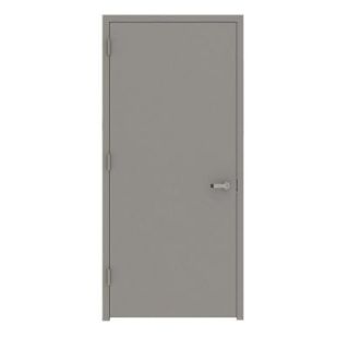 L.I.F Industries 36 in. x 84 in. Flush Gray Entrance Right Hand Fire Proof Door Unit with Welded Frame UWE3684R